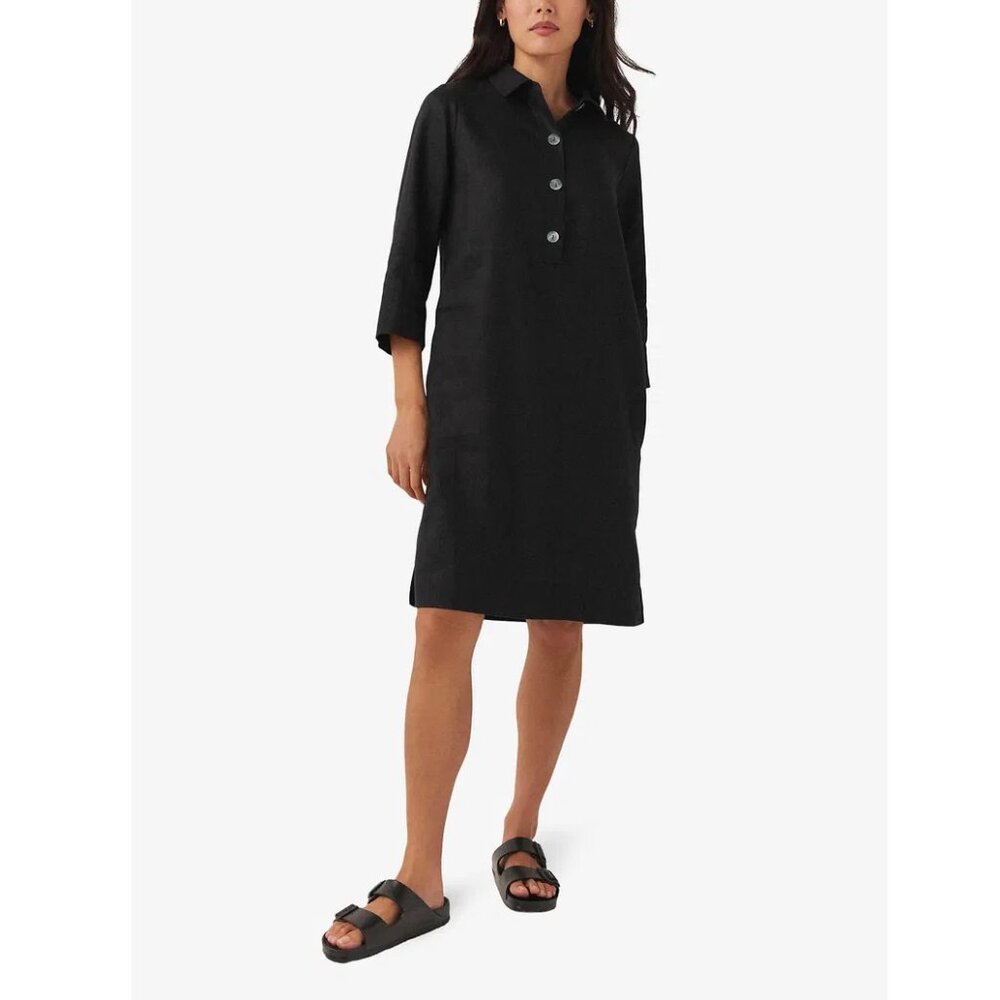Linen 100% The White Company Black Knee Shift Casual Dress US 10 (UK14)